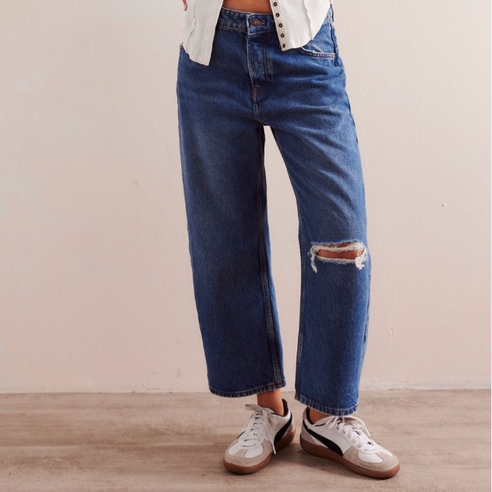NWT Free People Deep Trance Dropped Boyfriend Jean